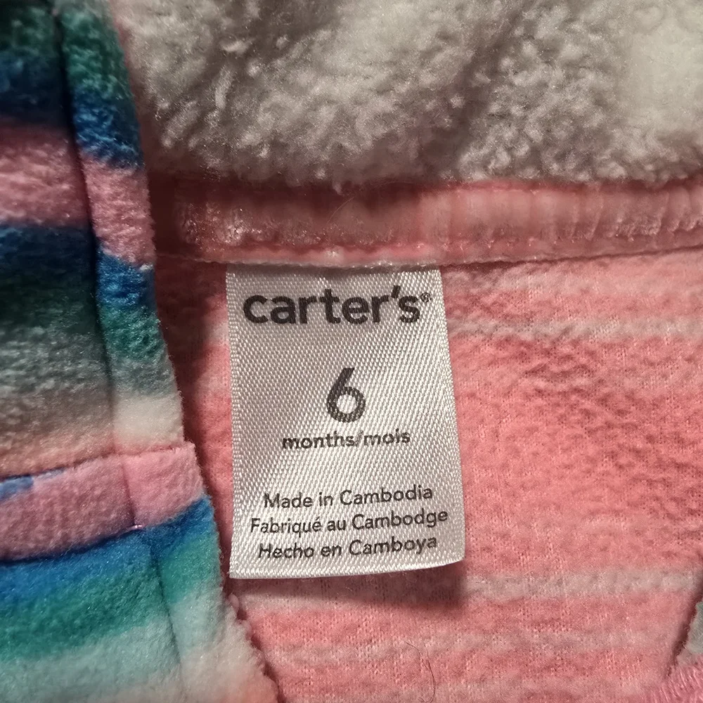 Carter's Coral Pink Striped Fleece Vest - 6M